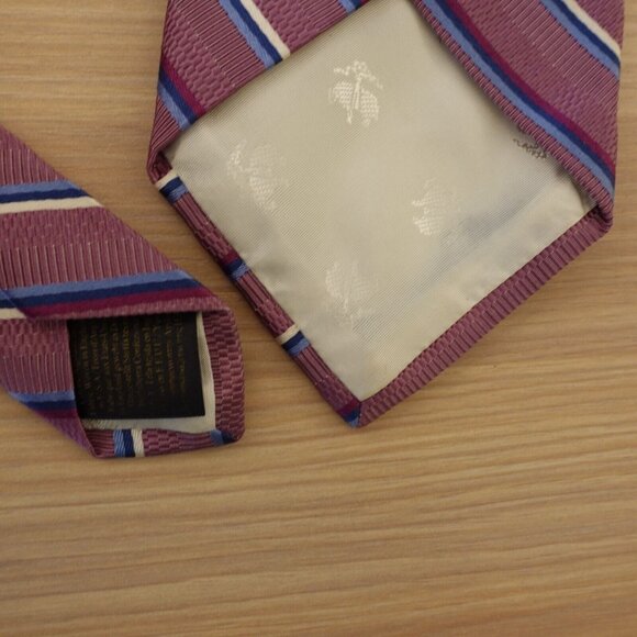 Brooks Brothers Makers Neck Tie Men Purple Repp Striped Silk Woven Merchants USA - Picture 8 of 9